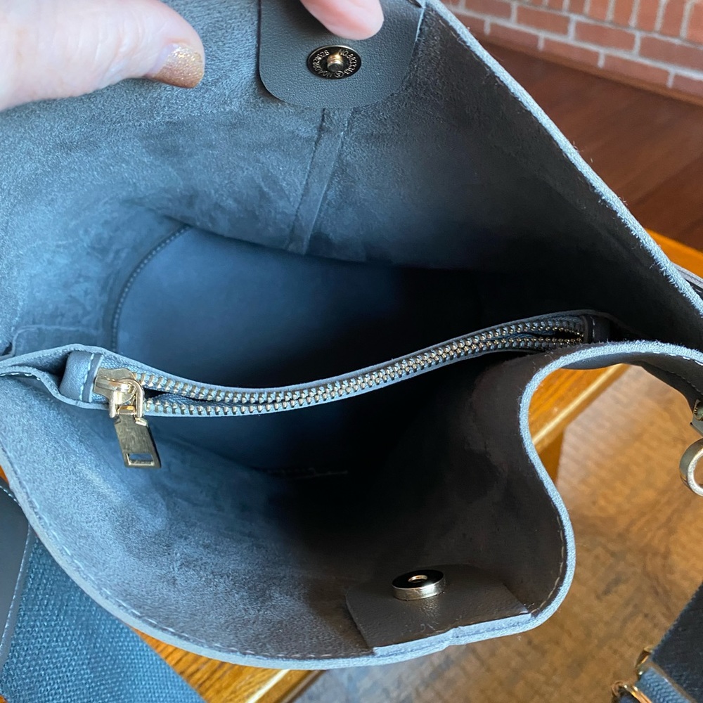 Grey bucket purse